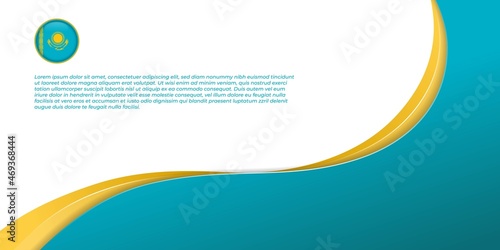 Wavy green, white and yellow background design. Kazakhstan independence day template design.