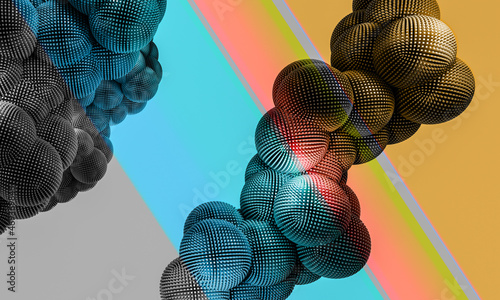 Background from balls in the form of dandelions flowing into the bottom