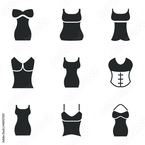 Swimsuit icons set. Swimsuit symbol vector elements for infographic web