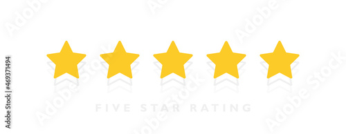 Five stars customer product rating review. We want your feedback. Modern flat style vector illustration