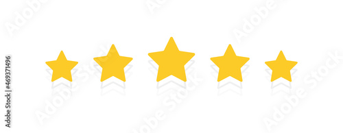 Five stars customer product rating review. We want your feedback. Modern flat style vector illustration
