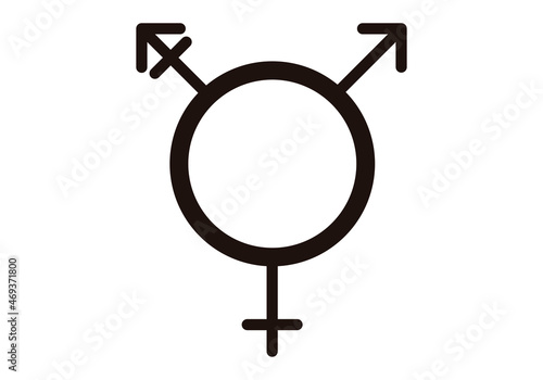 Icono negro de persona transgénero en fondo blanco.