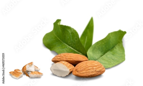 Almond raw piece. Almond nuts healthy food ingredient