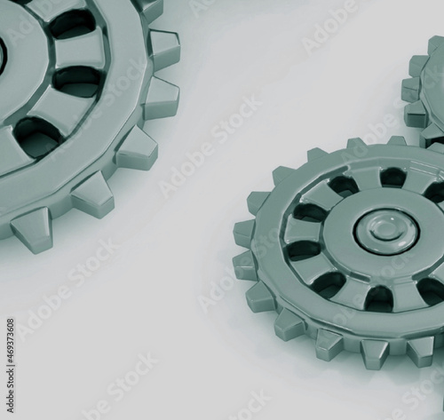 Close up of machine gears. 3d render