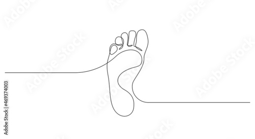 One continuous line drawing of bare foot. Elegance female leg in simple linear style. Concept of Wellness massage and Care about soft skin. Editable stroke. Doodle vector illustration photo