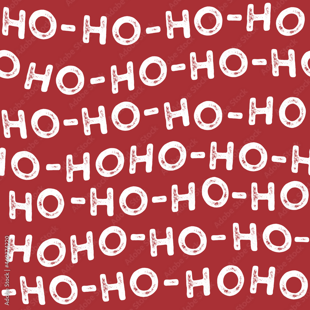 Santa Claus Ho-ho-ho laughing lettering. Christmas seamless pattern. Digital paper for printing, textile, scrapbooking and web design. White snowflakes on red background. Santa Claus Ho-ho-ho laughing lettering. Christmas seamless pattern. Digital paper for printing, textile, scrapbooking and web design. White snowflakes on red background.