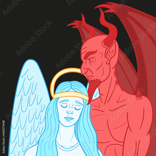 A demon man and an angel woman love each other.