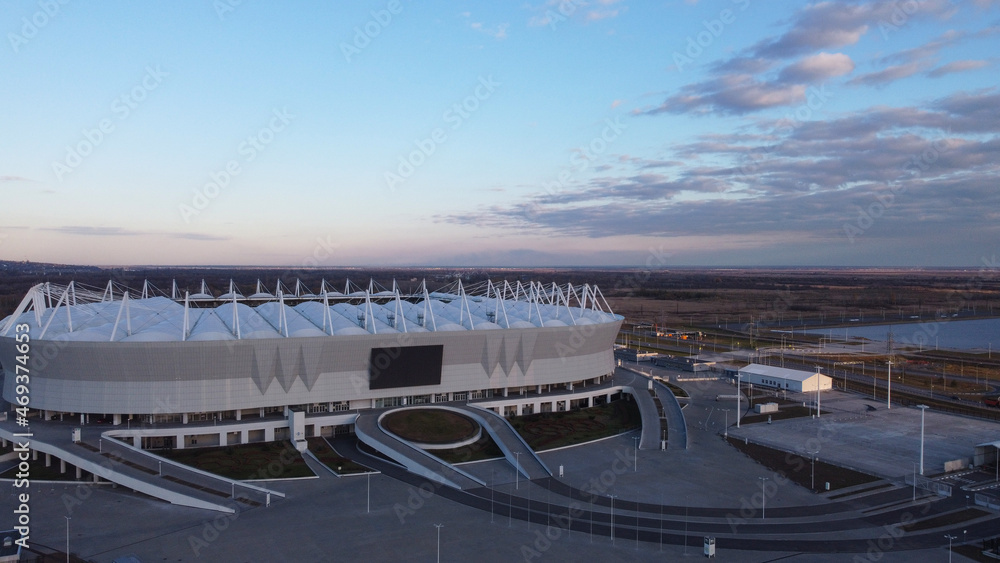 Rostov Arena stadium in the evening aerial view