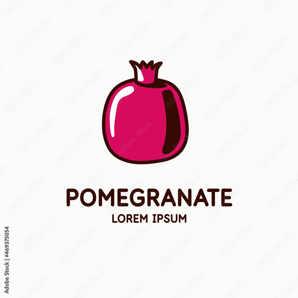Illustration of a pomegranate in a flat style. Isolated image on a light background. Vector icon.