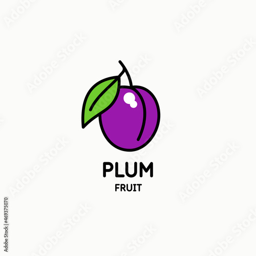 Illustration of a plum in a flat style. Isolated image on a light background. Vector icon.