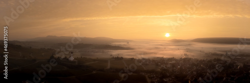 sunrise over village