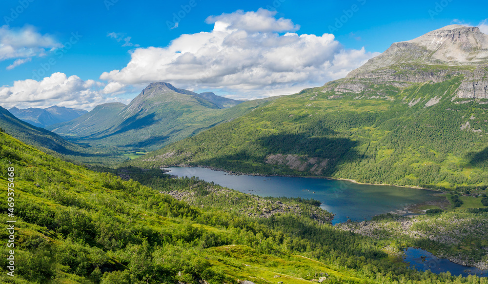 Innerdalsvatna Lake. Innerdalen mountain valley of Norway