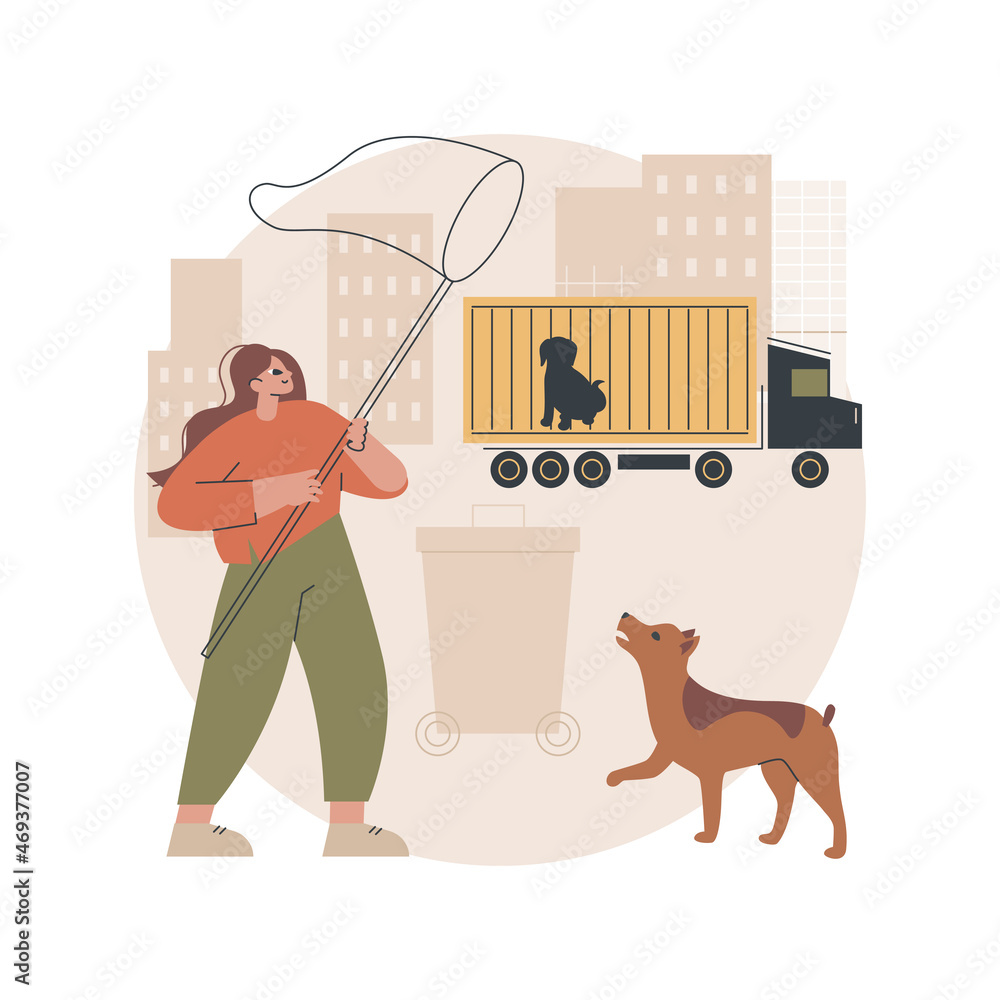 Animal control service abstract concept vector illustration. Animal population control, rescue
