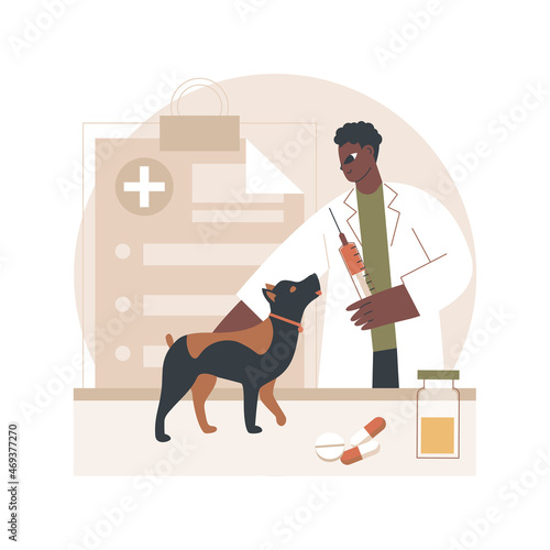 Vet clinic abstract concept vector illustration. Vet hospital, surgery, vaccination services, animal clinic, pets medical care, veterinary service, diagnostic equipment abstract metaphor.