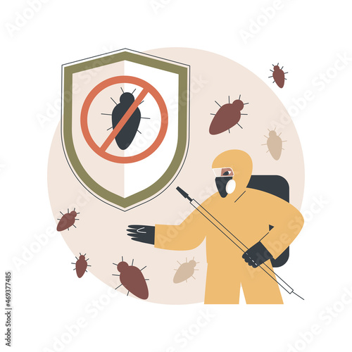 Home pest insects control abstract concept vector illustration. Pest insects control, vermin exterminator service, insect thrips equipment, DIY solution, home garden protection abstract metaphor.
