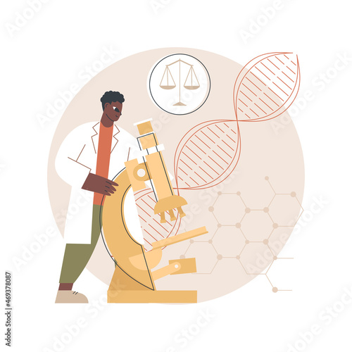 Bioethics abstract concept vector illustration. Medical ethics, biological research, dna, genetic biotechnology, biotech researcher, criminal doctor scientist, lab experiment abstract metaphor.