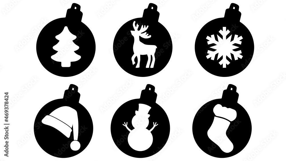 Fototapeta premium Christmas spheres with silhouettes for 3d printing