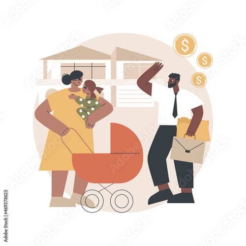 Breadwinner abstract concept vector illustration. Earn money, work from home, husband businessman, working father mother, family needs support, freelance work, homemaking wife abstract metaphor.