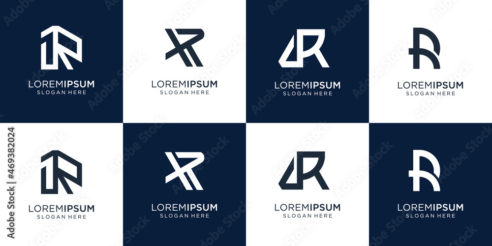 Collection initial R logo icon set design for business of consulting, identity, technology. Collection initial R logo icon set design for business of consulting, identity, technology.