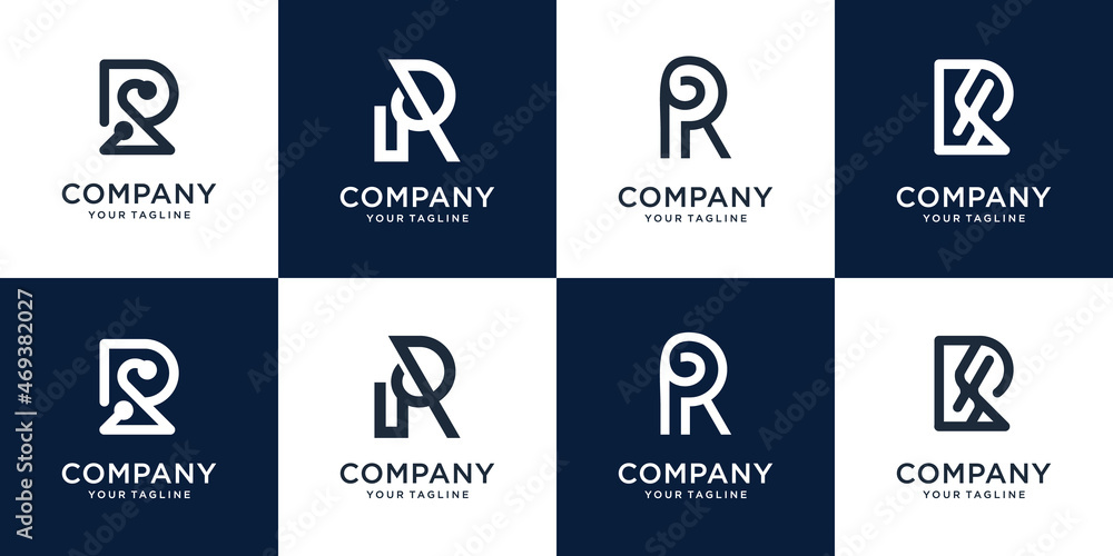 Collection initial R logo icon set design for business of consulting, identity, technology. Collection initial R logo icon set design for business of consulting, identity, technology.
