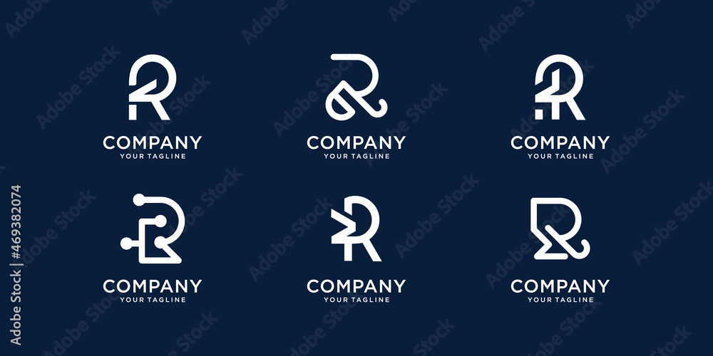 Abstract collection initials R logo template icons for business of technology, fashion, identity.