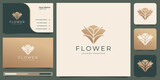Feminine beauty flower. luxury design, concept, salon & spa line art shape logo abstract gold rose.
