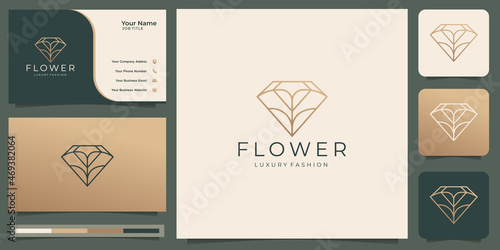 Feminine beauty flower logo luxury design, concept, salon & spa line art style template logo floral rose.