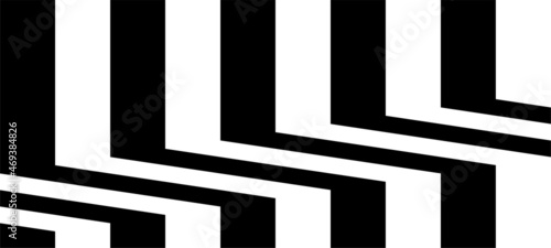 Futuristic technologic background by elements of hexagon. Black white striped seamless pattern. Op art, optical illusion. Vector texture.