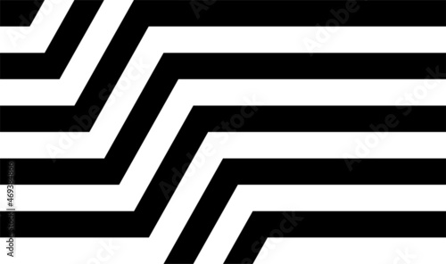 Futuristic technologic background by elements of hexagon. Black white striped seamless pattern. Op art, optical illusion. Vector texture.