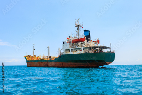 Large industrial ship sailing in the Indian ocean near Zanzibar  Tanzania