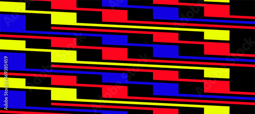 Futuristic technologic background by elements of hexagon. Multi-colored striped seamless pattern. Bright and colorful modern vector texture. Op art.