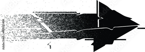 Glitch distorted geometric shape . Minimal art design . Noise destroyed arrow logo . Trendy defect error shapes . Glitched frame .Dispersion effect .Grunge texture . Distressed element .vector 