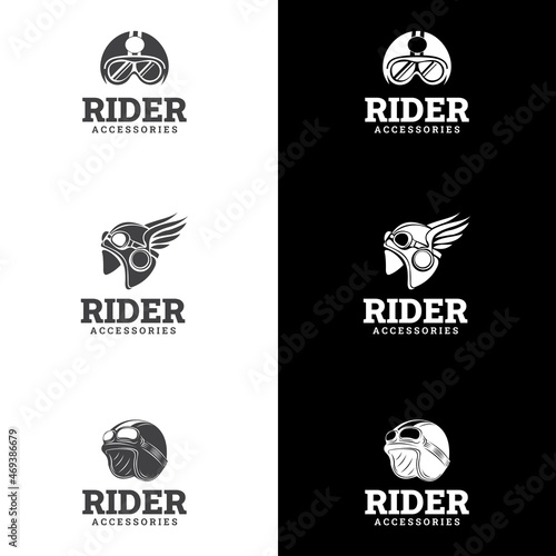 retro motorcycle helmet logo vector illustration. suitable for company logo, print, digital, icon, apps, and other marketing material purpose. motorcycle helmet logo set
