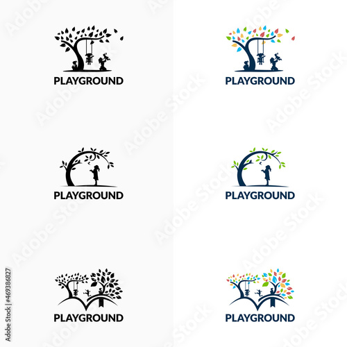 Playground Vector Logo Illustration. Playgroup, preschool, kindergarten logo template