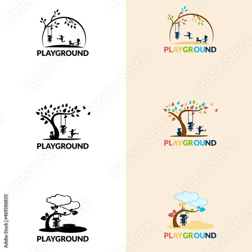 Playground Vector Logo Illustration. Playgroup, preschool, kindergarten logo template