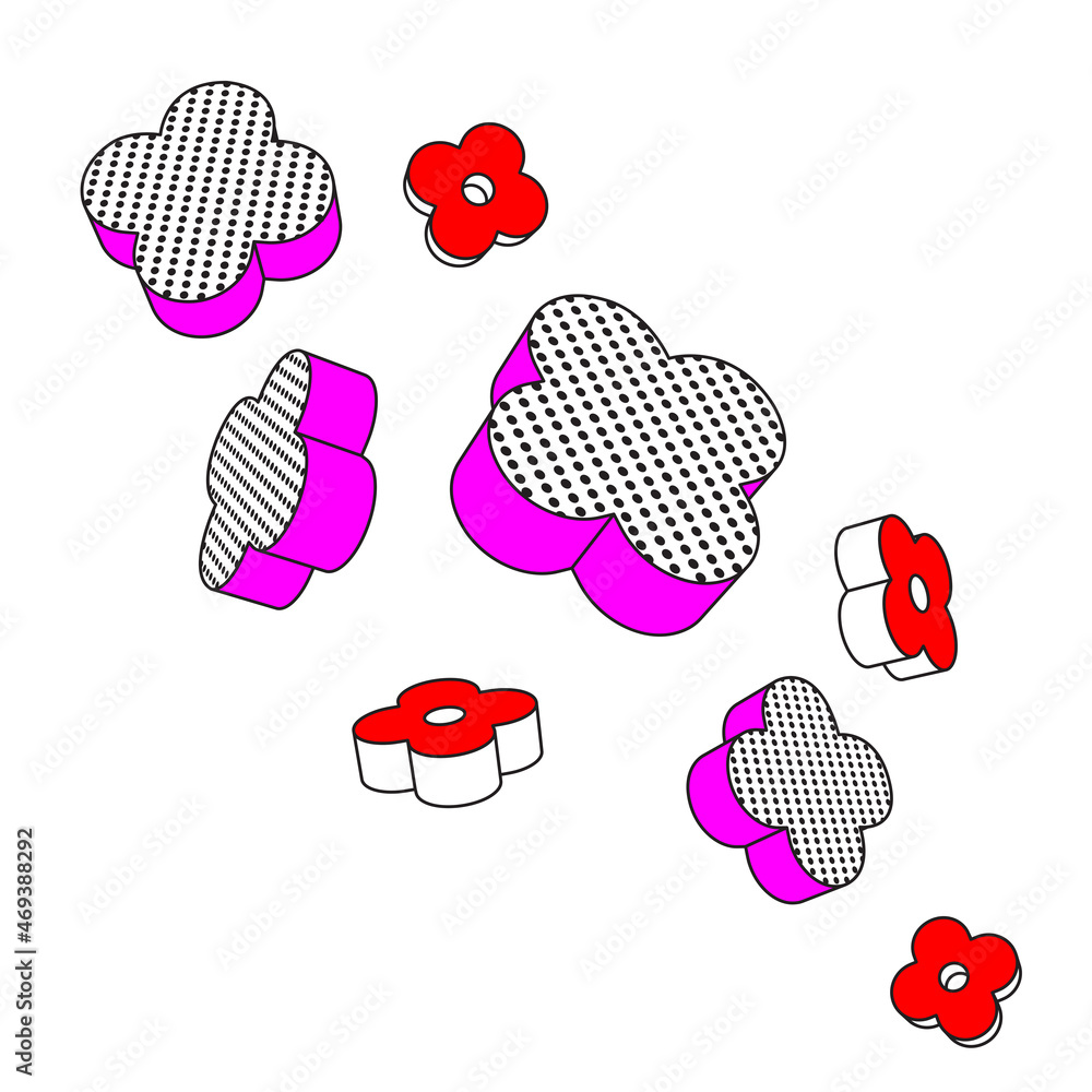 3d geometric shapes in vector. Geometric elements for design. Elements with the pattern.