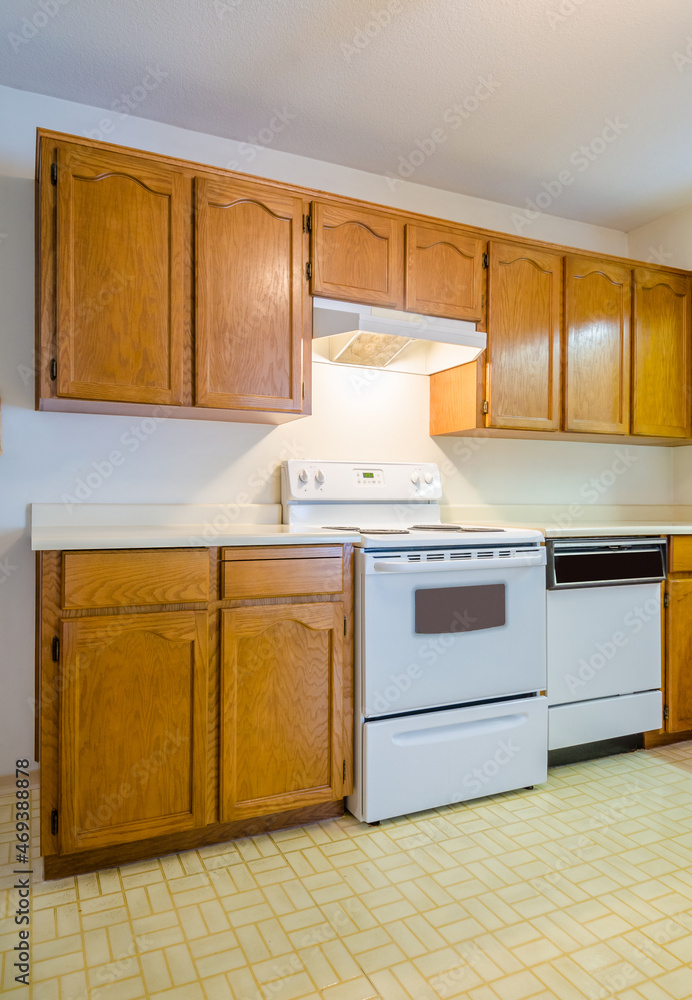 Fototapeta premium An empty kitchen in a house.