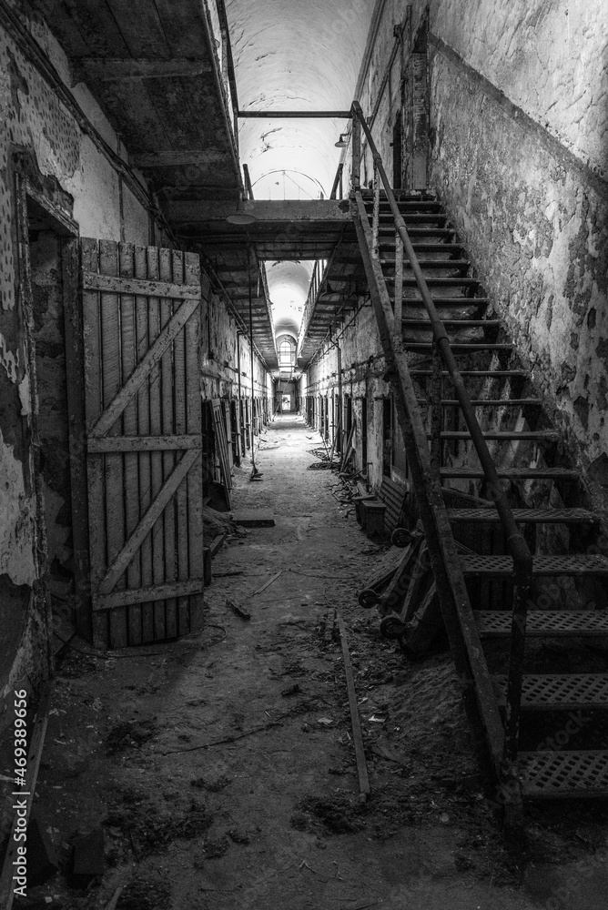 Abandoned corridor in the Eastern State Penitentiary in Philadelphia Abandoned corridor in the Eastern State Penitentiary in Philadelphia