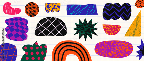 Cool Trendy Abstract Background with Doodle Geometric Shapes.