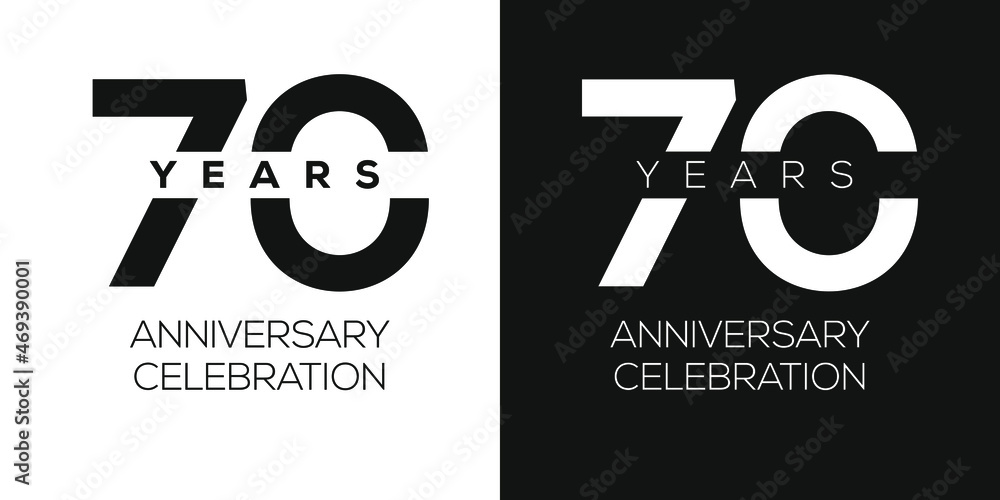 70 years anniversary celebration template, Vector illustration. - obrazy, fototapety, plakaty 