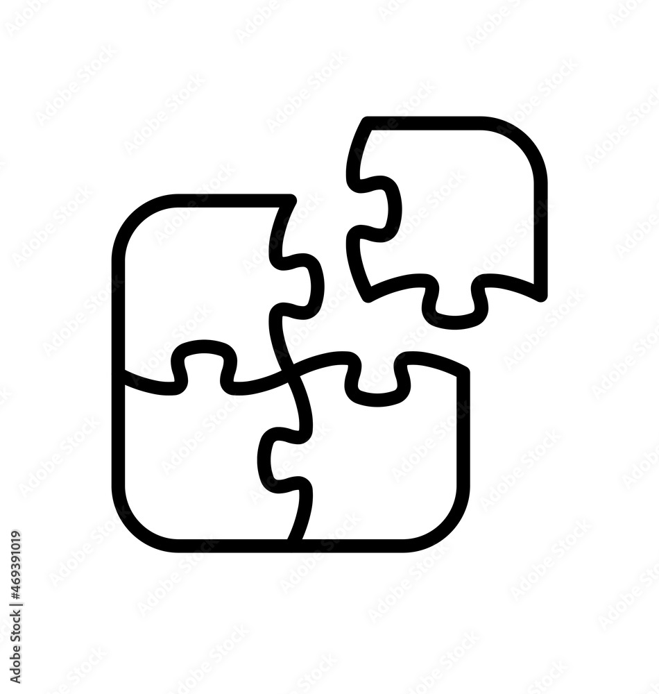 4 simple puzzle pieces connecting together 4 simple puzzle pieces connecting together