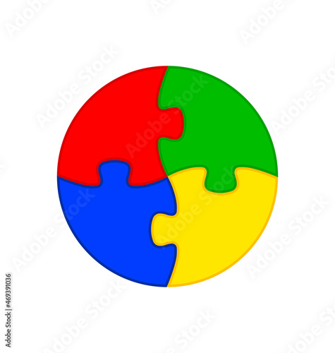 4 simple round puzzle pieces connected