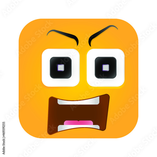 Smile. Emotion outrage. Gradient. Orange .