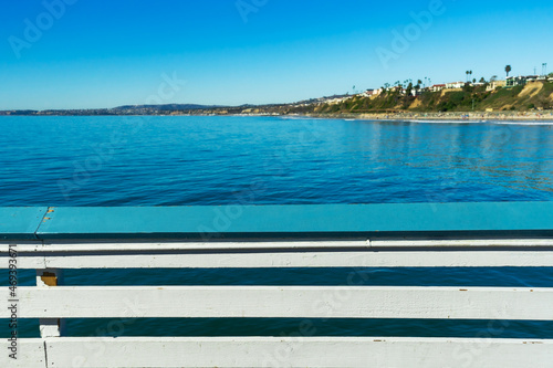 Coastal landscape view from San Clemente Pier in Orange County, California