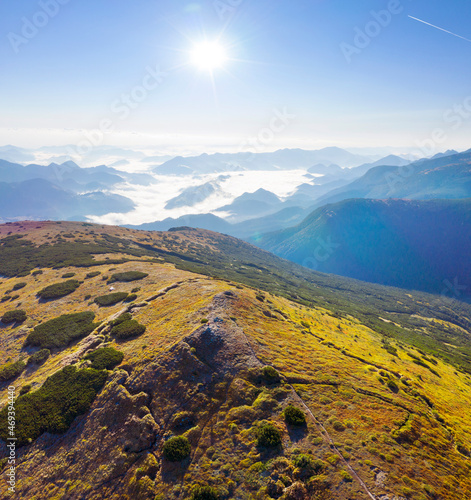 Photo from drone trench in the Carpathians photo