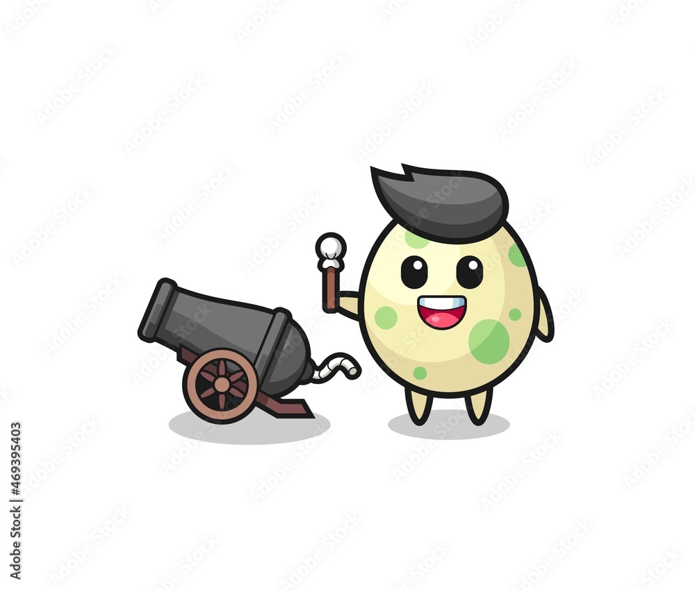 Fototapeta premium cute spotted egg shoot using cannon