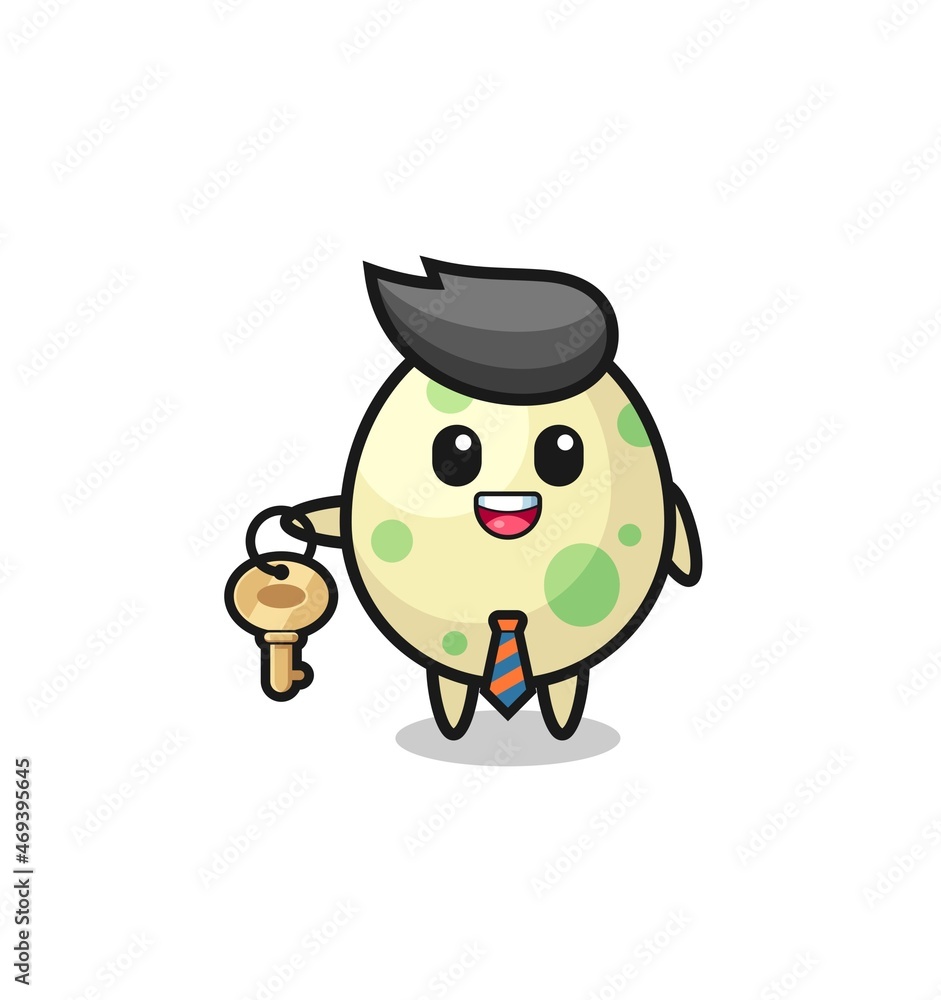 cute spotted egg as a real estate agent mascot