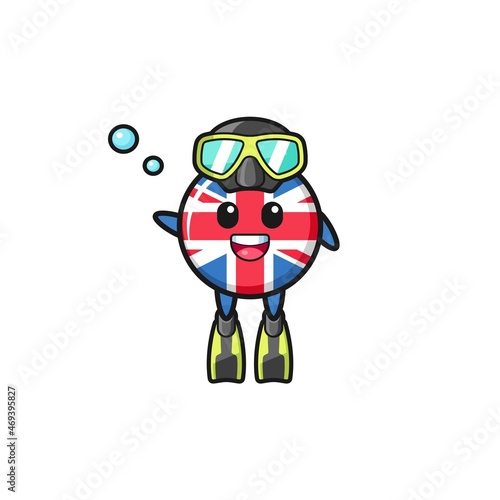 the united kingdom flag diver cartoon character
