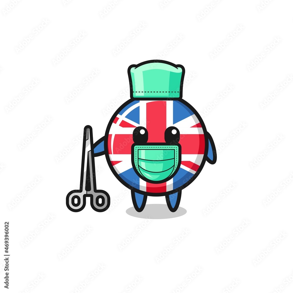 surgeon united kingdom flag mascot character