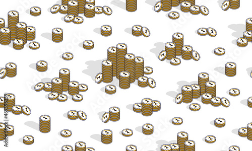 Money coins seamless background, backdrop for financial business website or economical theme ads and information, 3d cash, vector wallpaper or web site background.